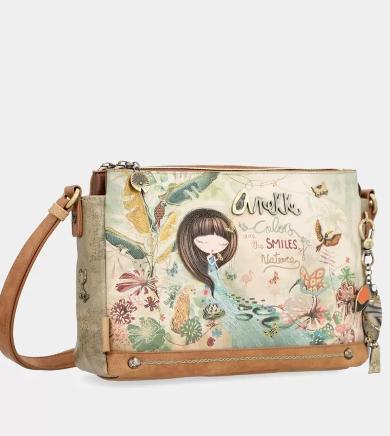 Amazonia Patterned Crossbody Bag With 3 Compartments | Anekke Shop