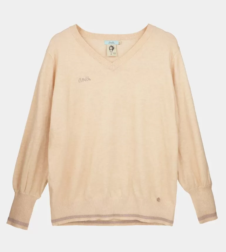 Beige Shoen V-Neck Sweater | Anekke Clearance