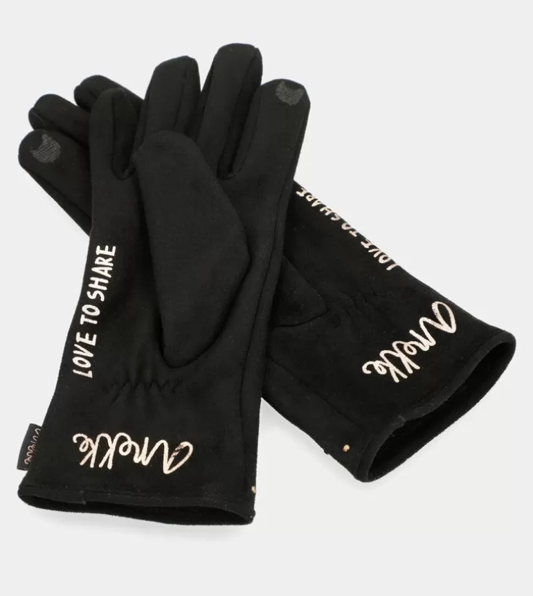 Black Fleece-Lined Gloves | Anekke Hot