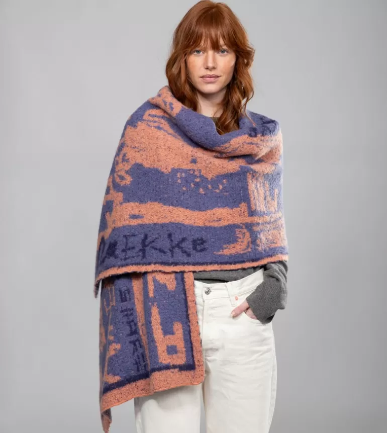 Blue And Terracotta Contemporary Scarf. | Anekke Fashion