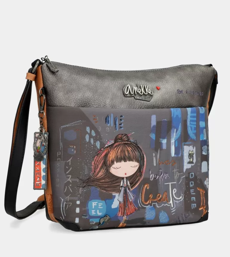 Contemporary Large Printed Messenger Bag | Anekke Discount