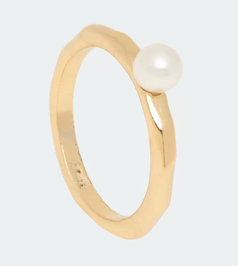 Golden Ring With Fehu Pearl | Anekke Fashion