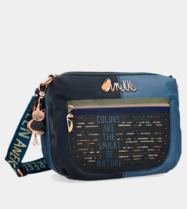 Nature Pachamama Flexible Navy Blue Crossbody Bag | Anekke New