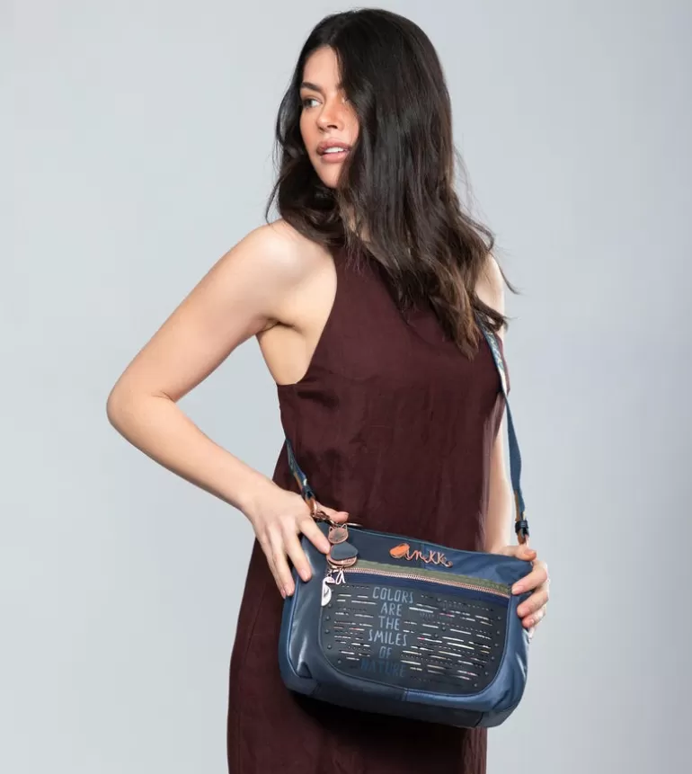 Nature Pachamama Flexible Navy Blue Crossbody Bag | Anekke New