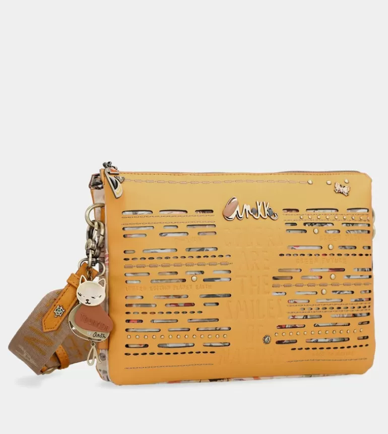 Nature Pachamama Ochre Crossbody Bag With Two Compartments | Anekke Fashion