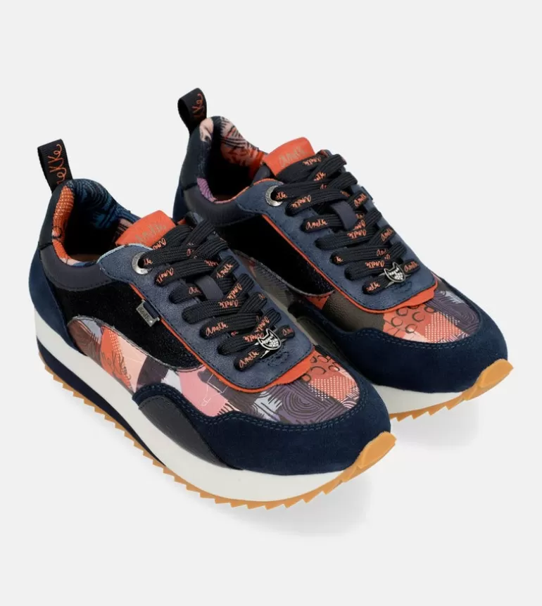 Navy Blue Palette Patterned Sports Sneakers | Anekke Sale