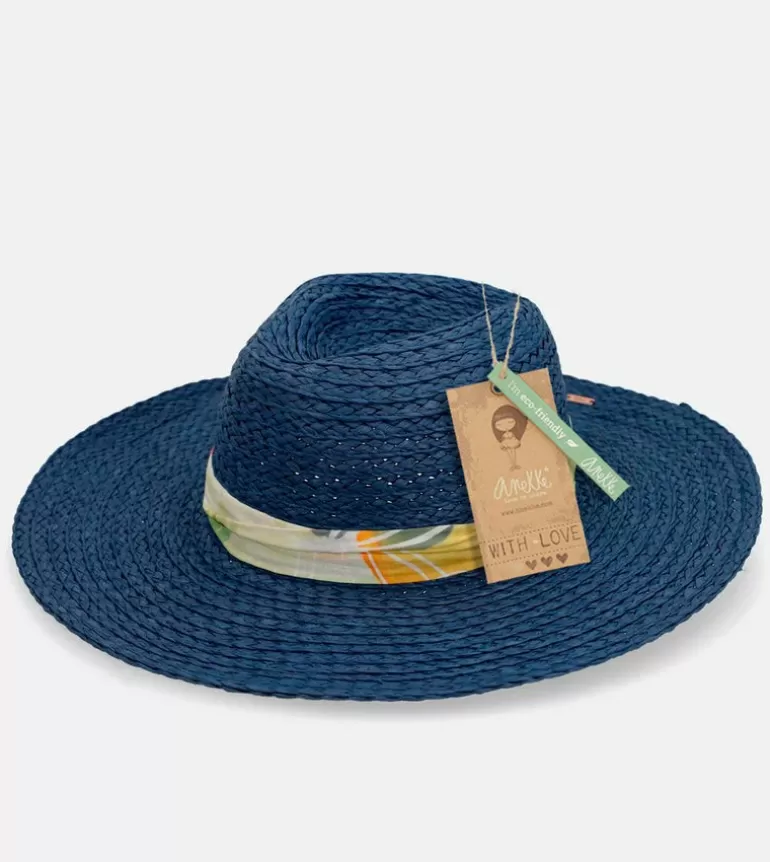 Navy Blue Raffia Hat | Anekke Best