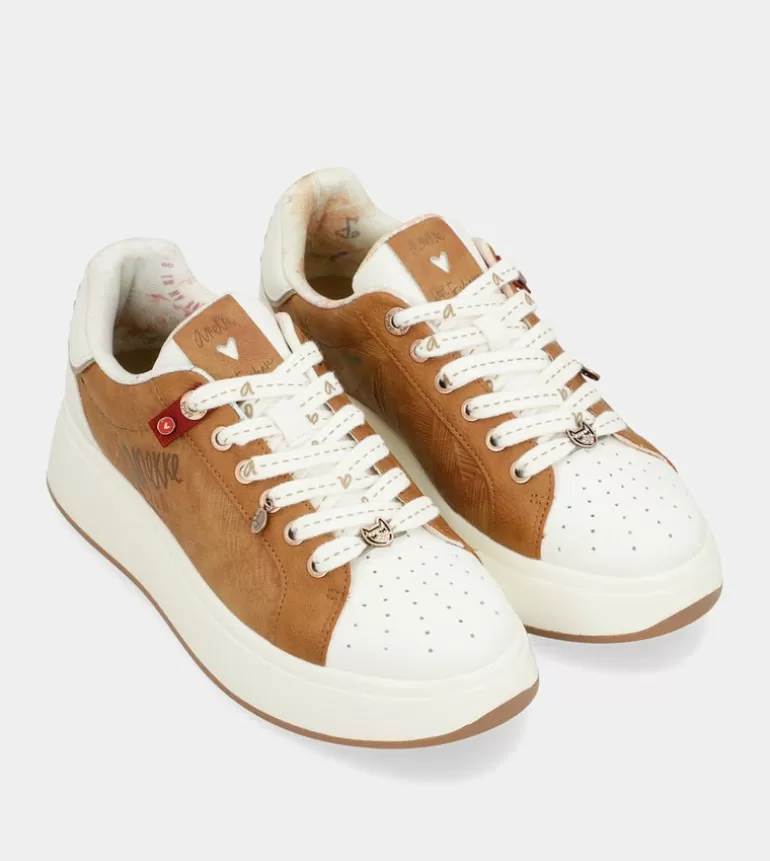 Peace & Love Brown Sneakers | Anekke Clearance