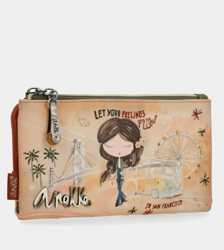 Peace & Love Camel Flexible Rfid Wallet | Anekke Fashion