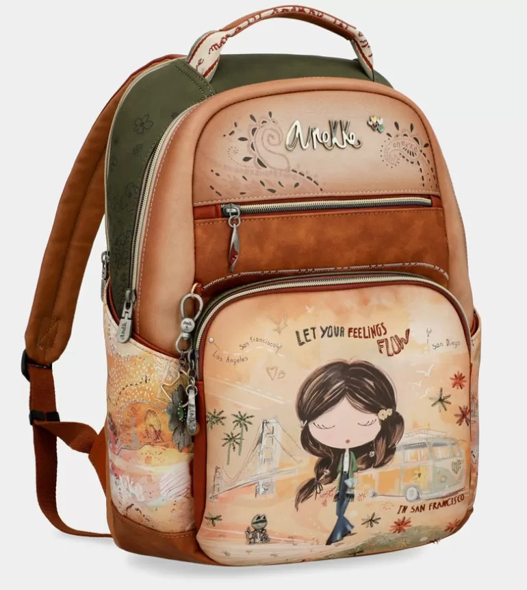 Peace & Love Camel School Backpack | Anekke Sale