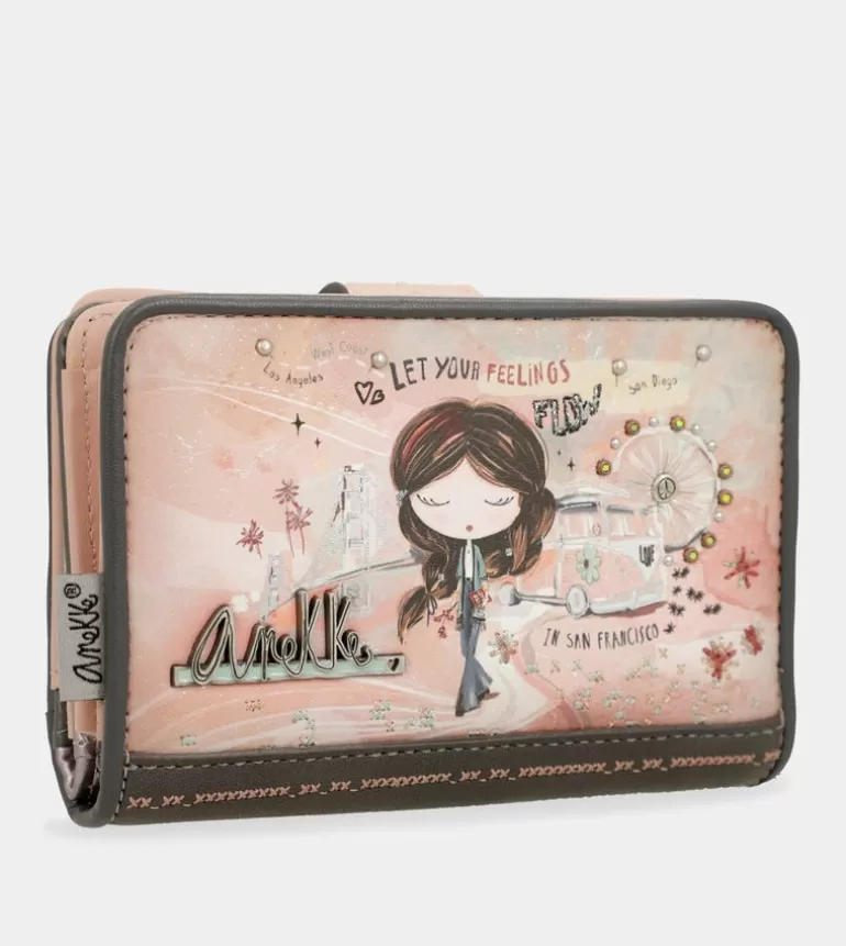 Peace & Love Pink Medium Rfid Wallet | Anekke Cheap