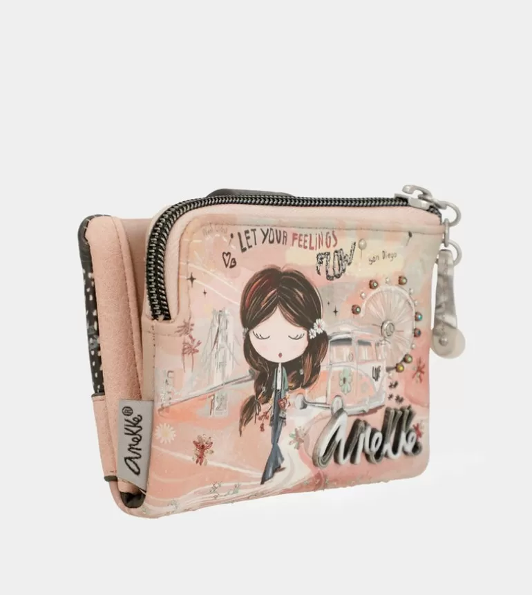 Peace & Love Pink Small Rfid Wallet | Anekke Online