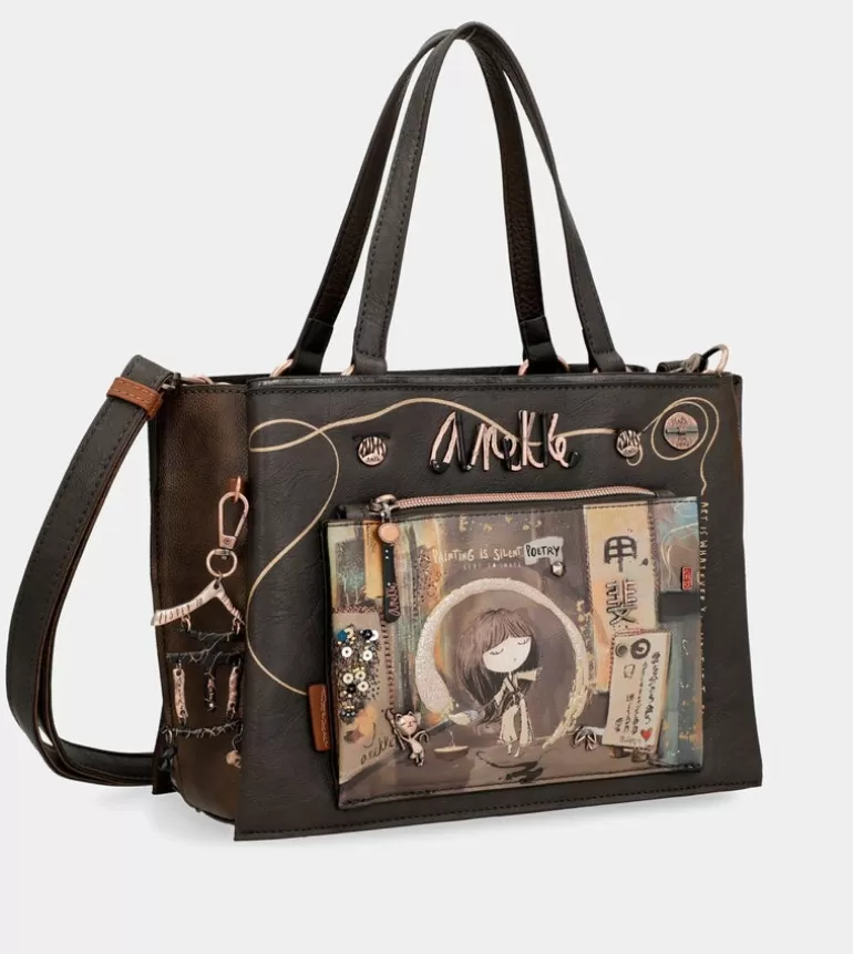 Shoen Brown Tote With Shoulder Strap | Anekke Outlet