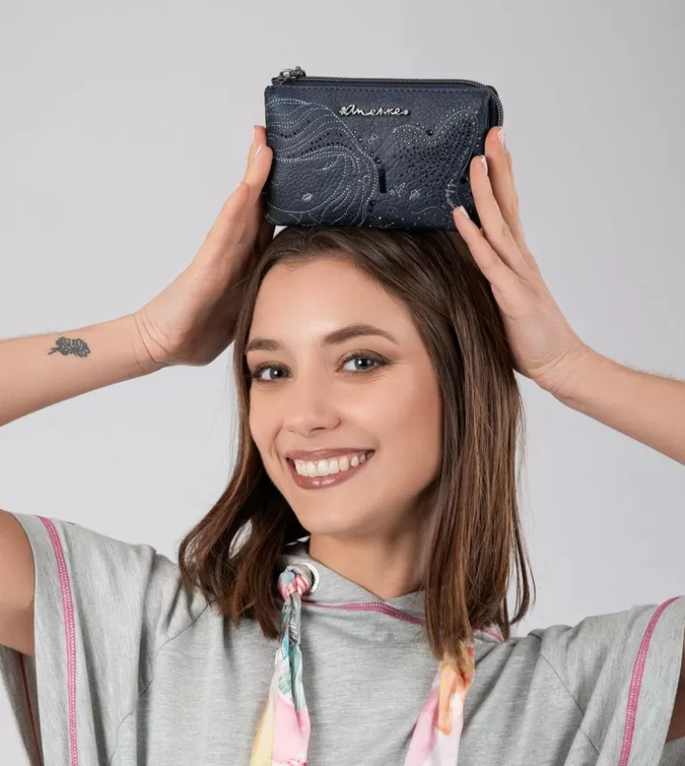 Studio Navy Blue Triple Coin Purse | Anekke Cheap